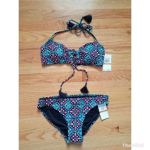 NWT • Michael Kors •small geo-print lace up bikini